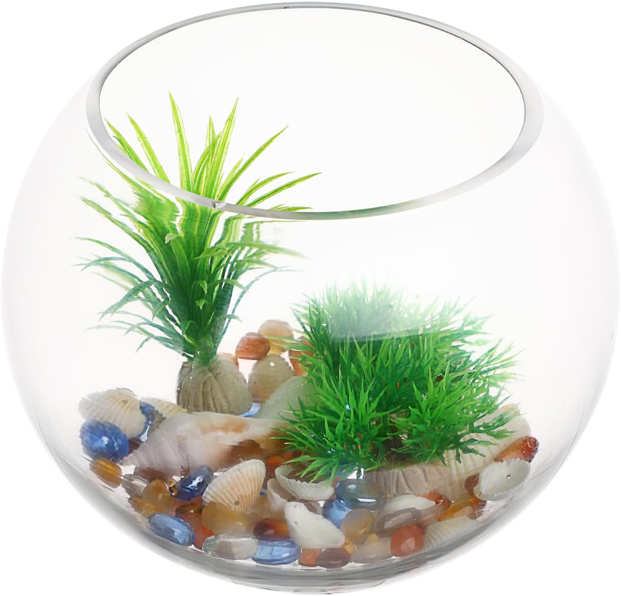 GANAZONO Office Decor Glass Vase Glass Fish Bowl Clear Terrarium Globe Flower Vase Small Goldfish Tank Bubble Planter for Wedding Event Arrangements Home Decor 20cm s
