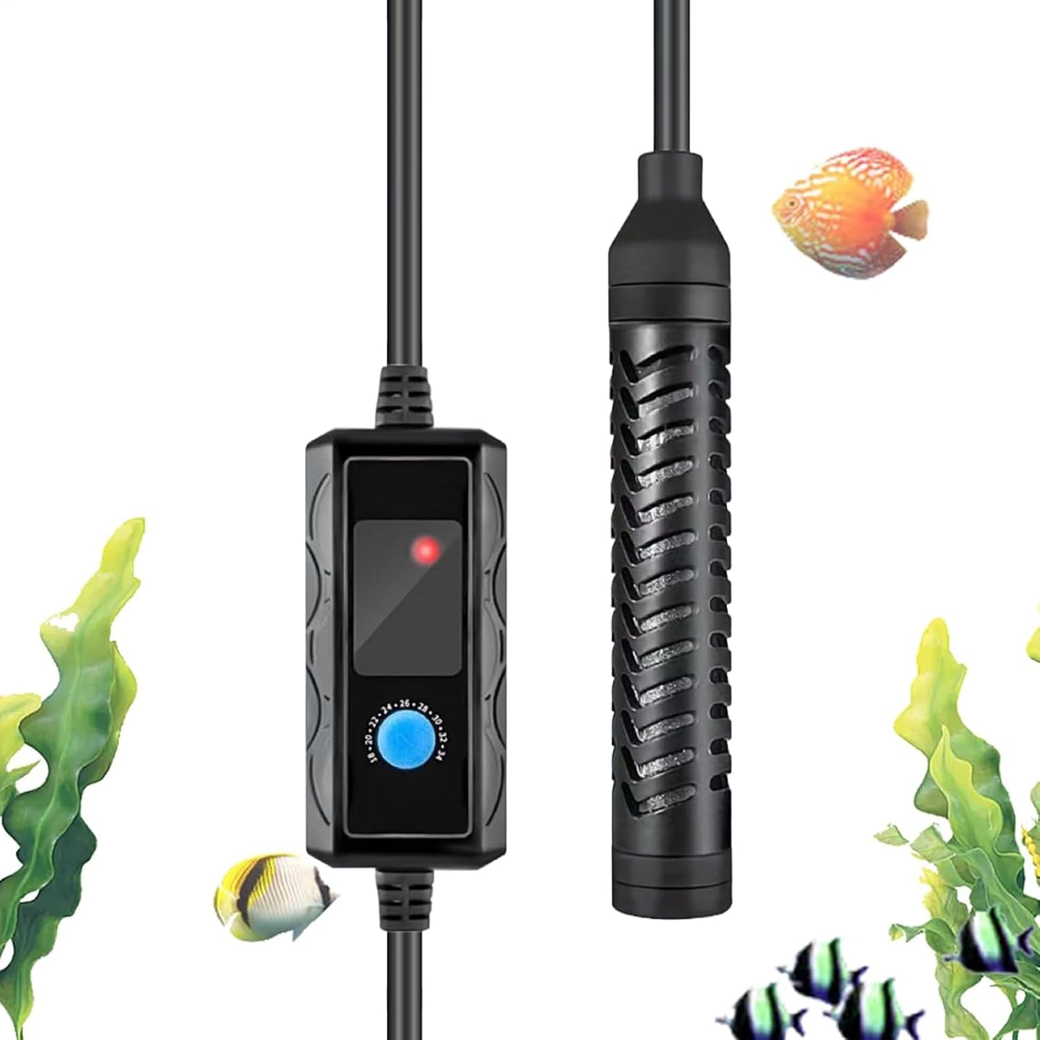 Fish Tank Heaters,100W Vertical Installation Heater | Saltwater Thermostat with Suction Cups | for Fish Betta Pond Turtle Reptile Saltwater Marine Tank Freshwater Aquarium