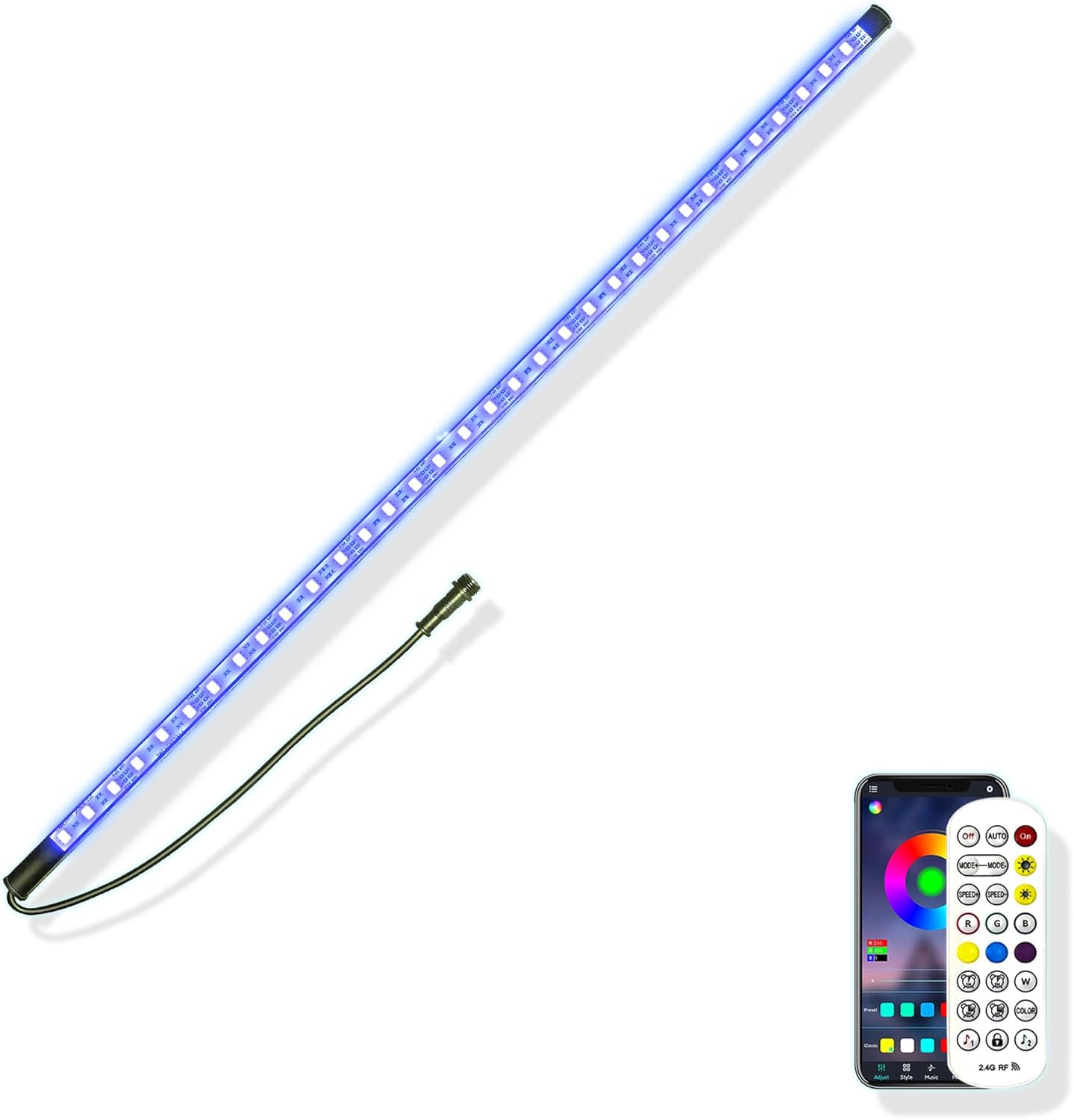 Gepas LONGRUNNEW Replacement 23.6'' LED Light Strip Color Changing for Waterfall Spillway Pool Fountain with Adapter, Remote Control Designed