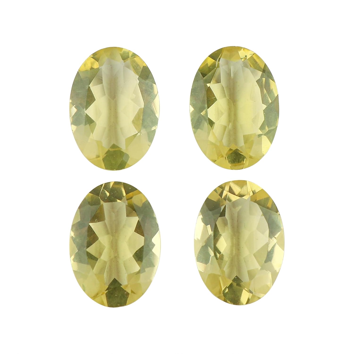CRYSTALIS 4pcs Natural Lemon-Quartz Briolette Ovals Loose Gemstone Wholesale Bulk Cabochons Jewelry Making Supply, Chakra Healing Polished Stones, Wire Wrapping, DIY, Gem Collection
