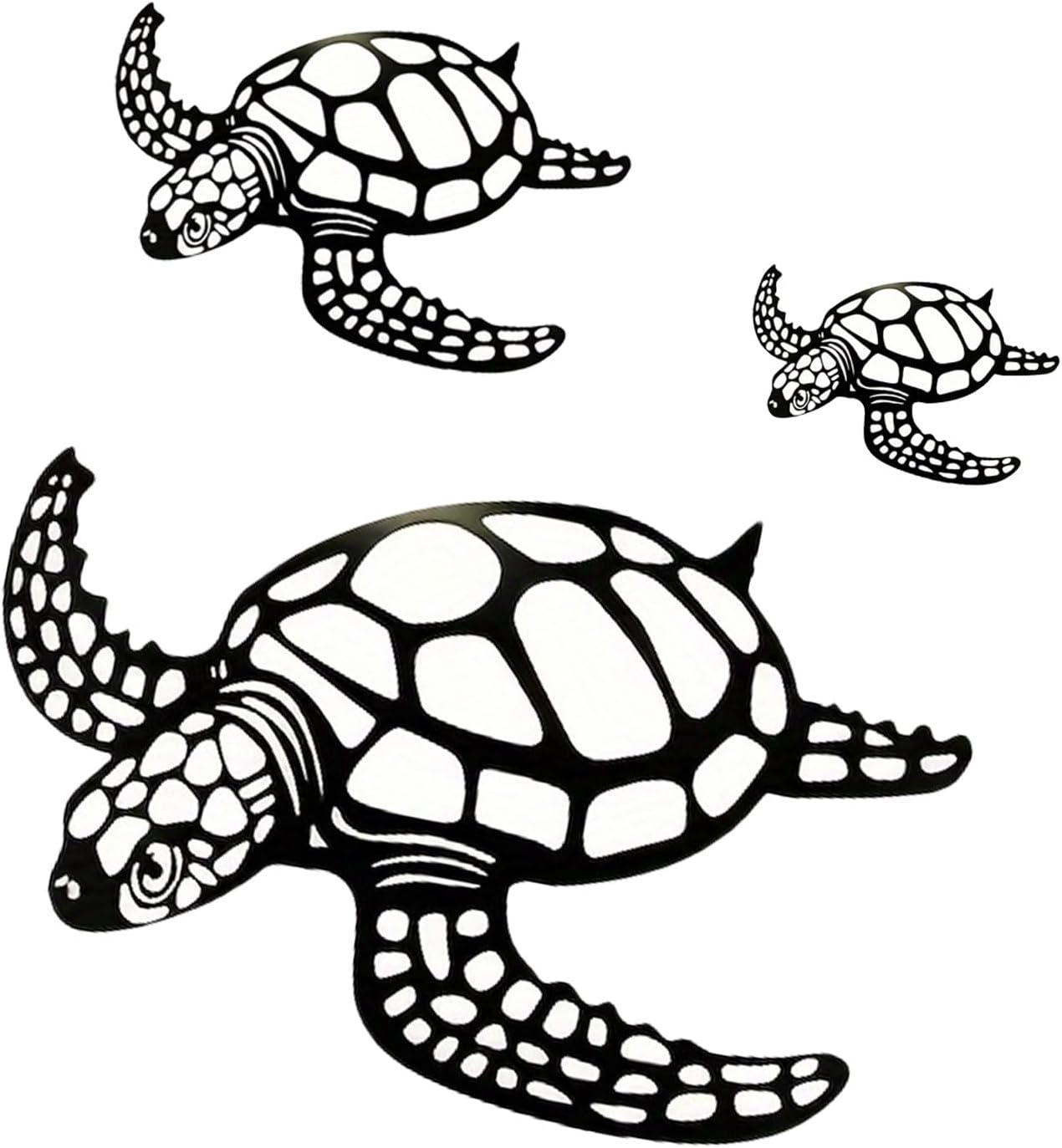MVTDONT Sea Turtle Wall Decor Set of 3 - Metal Ocean-Themed Art with Hollow Shell Designs for Beach House, Bathroom, Nursery, Living Room Wall Hanging Décor