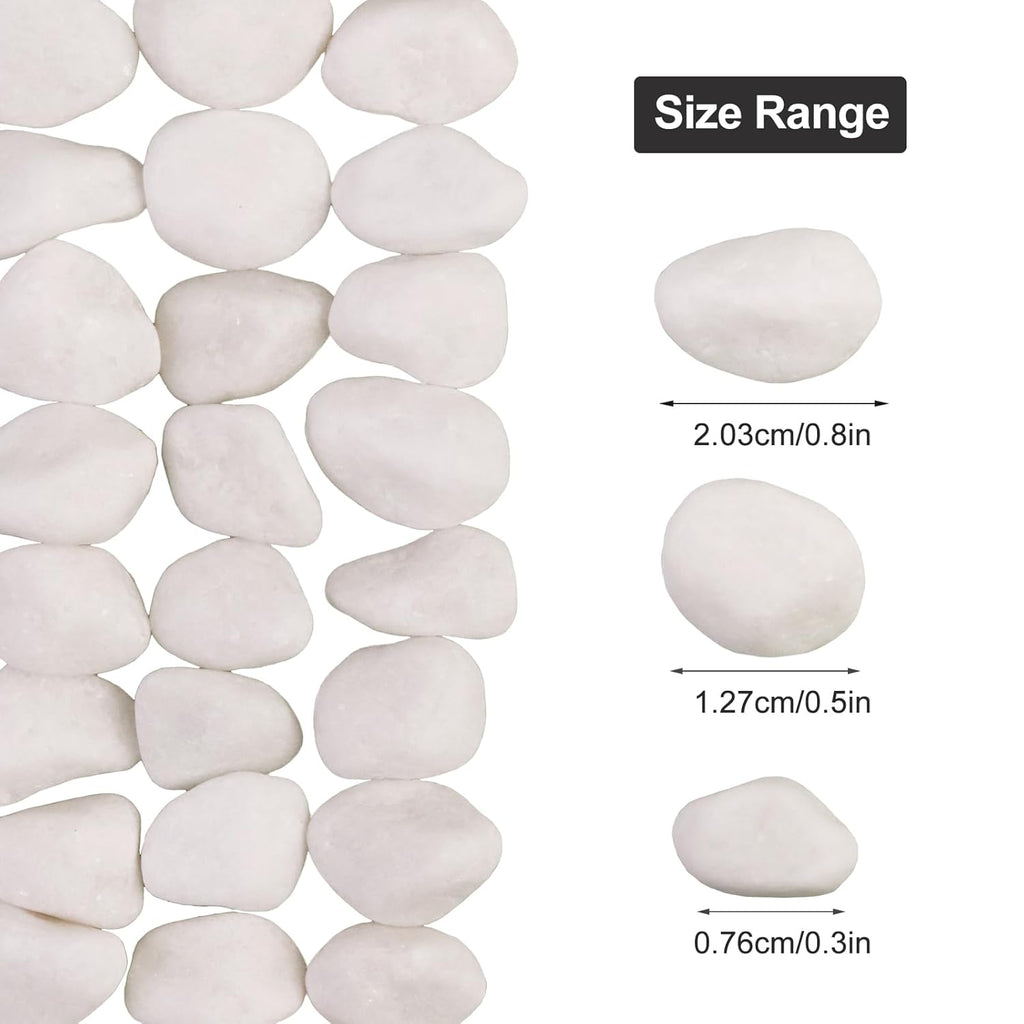 20Ib Snow White River Rock- Decorative Pebbles for Plants - River Rocks Outdoor Landscaping- 0.3"-0.8" inch Polished Stones for Aquarium, Home Decor,Garden Decor
