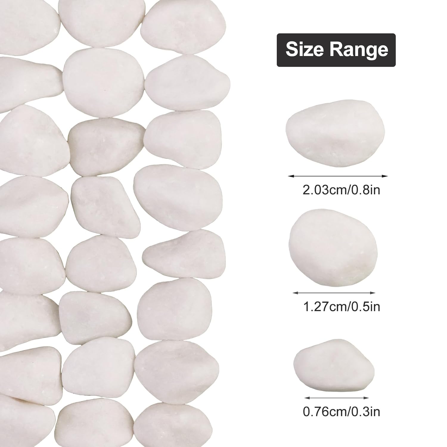 20Ib Snow White River Rock- Decorative Pebbles for Plants - River Rocks Outdoor Landscaping- 0.3"-0.8" inch Polished Stones for Aquarium, Home Decor,Garden Decor