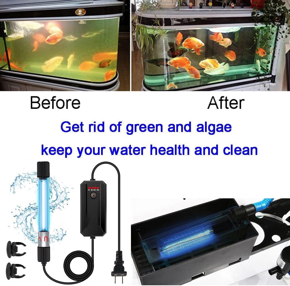 13W Timer Aquarium Clean Light Algae Clear Green Bloom Clean Fish Tank Water Clean Lamp for Sump Pond Filter Tank