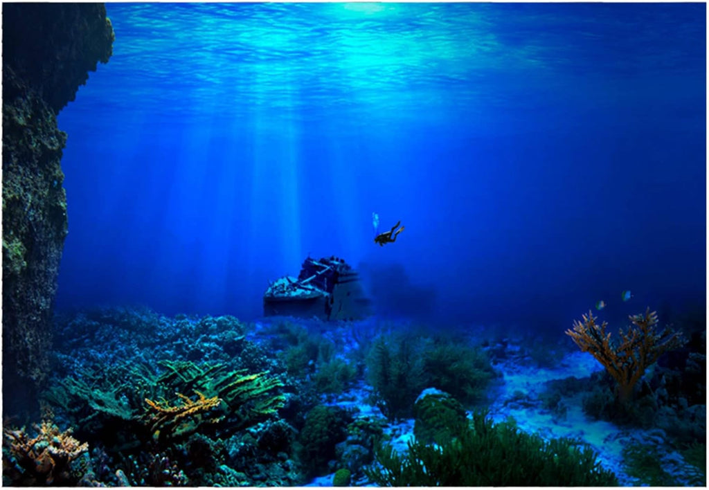 Changor Seaworld SelfAdhesive Aquarium Background Poster - Sea World Sticker for Beautiful Aquarium Decoration (91 * 50cm)