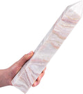JIC Gem Extra Large Pink Agate Healing Crystal Tower Wand 6 Faceted Pink Quartz Geode Crystals Obelisk Tower Points Crystals Decor Gift Reiki Chakra 4.0-4.4 Lbs