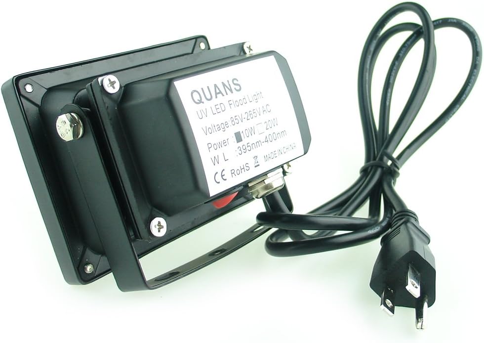QUANS 110V 10W UV Ultra Violet LED Black Light for Curing Glue, Resin Cure 3D Printer, Blacklight, Fishing Aquarium, Party Supplies, Neon Glow in The Dark, with US Plug