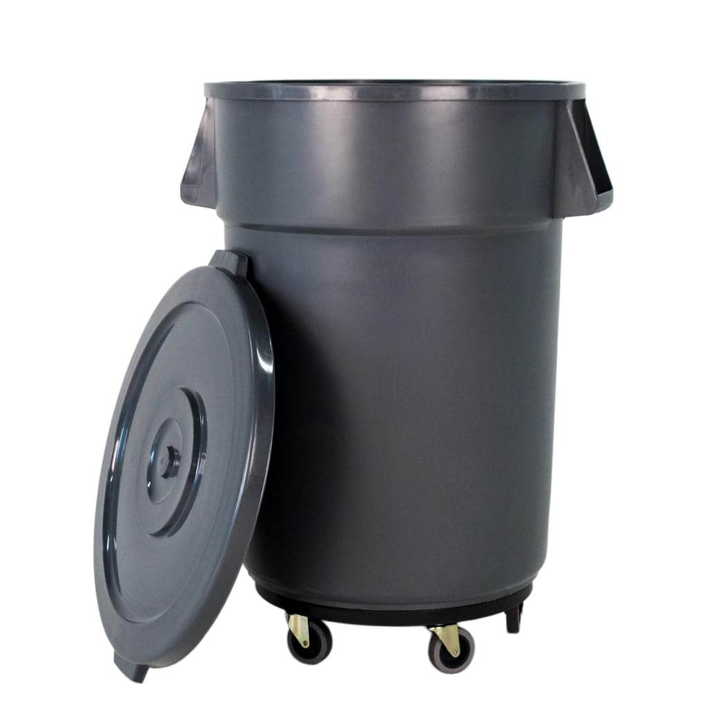 48 Gallon Outdoor Trash Can with Wheels, Rolling Trash Can with Lid & Sturdy Handle, Commercial Round Trash Cans, Outdoor Garbage Can for Kitchen, Garage, Backyard and Patio (48 Gallon, 1 Pack)