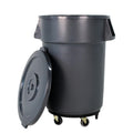 48 Gallon Outdoor Trash Can with Wheels, Rolling Trash Can with Lid & Sturdy Handle, Commercial Round Trash Cans, Outdoor Garbage Can for Kitchen, Garage, Backyard and Patio (48 Gallon, 1 Pack)