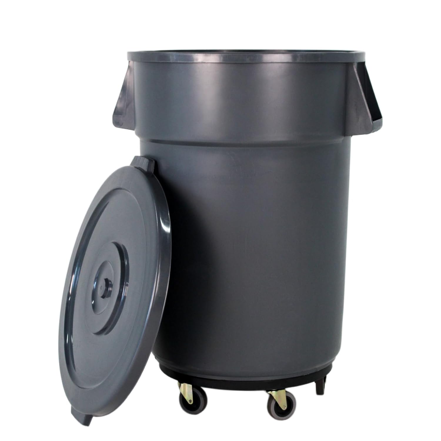 48 Gallon Outdoor Trash Can with Wheels, Rolling Trash Can with Lid & Sturdy Handle, Commercial Round Trash Cans, Outdoor Garbage Can for Kitchen, Garage, Backyard and Patio (48 Gallon, 1 Pack)