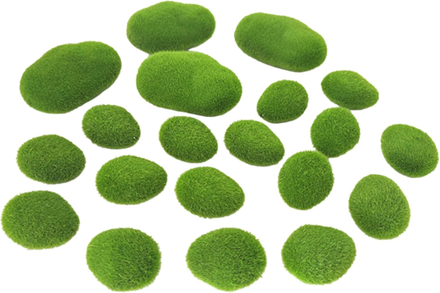 20PCS Artificial Moss Rocks Decorative, 2"- 4" Green Moss Balls, Moss Stones, Fake Moss Decor for Floral Arrangements, Fairy Gardens and Crafting