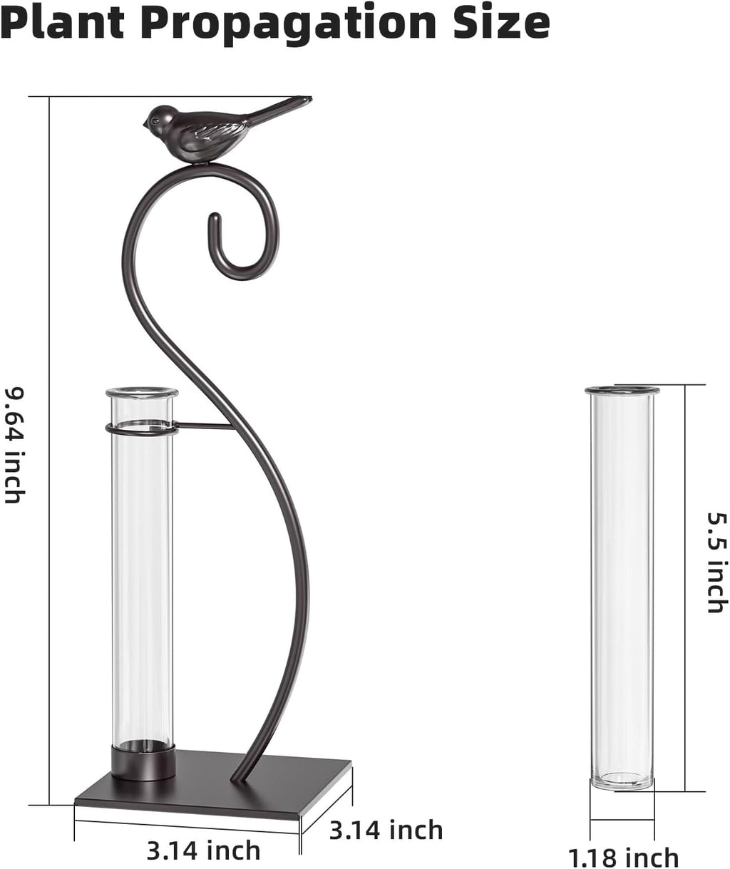 Marbrasse Plant Propagation Station, Plant Terrarium with Tubes Glass Vase, Desktop Glass Planter for Hydroponic, Plant Lover Gifts for Women Home Kitchen Office Garden Decor Terrarium Supplies