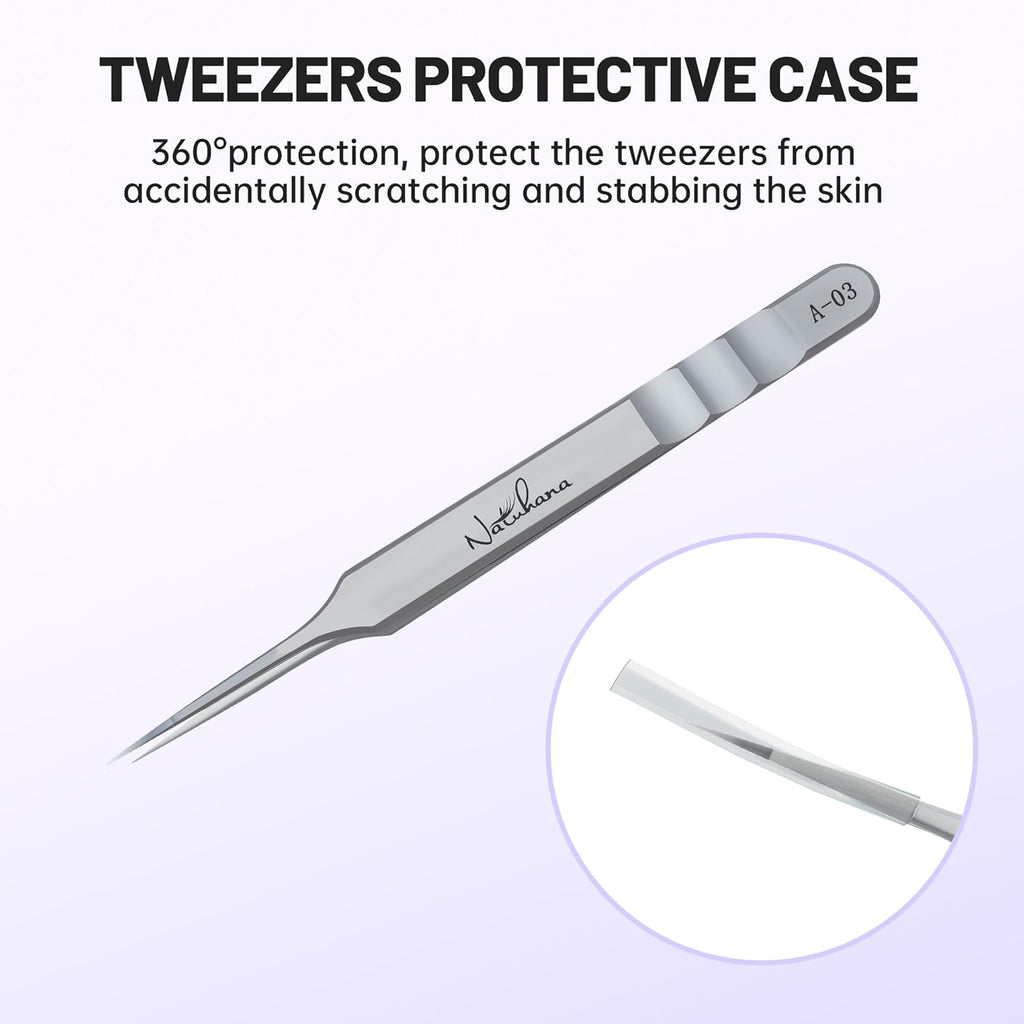 High Precision Lash Tweezers for Individual and Volume Eyelash Extensions Premium Stainless Steel Curved Fiber Tip Professional Isolation Tweezer