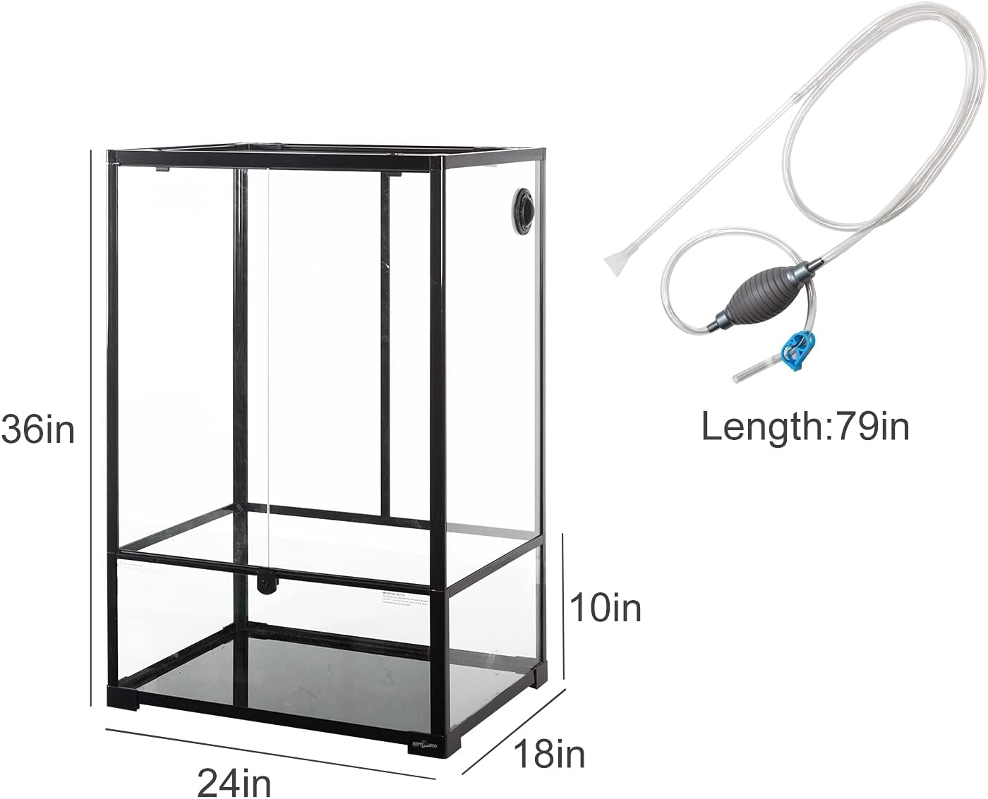 REPTI ZOO 67 Gallon Glass Terrarium Tank,Knock-Down Paludarium Large Terrarium 24"x18"x 36”,Bio Deep Base 10”, Double Hinge Door, Siphon Gravel Cleaner Set Included
