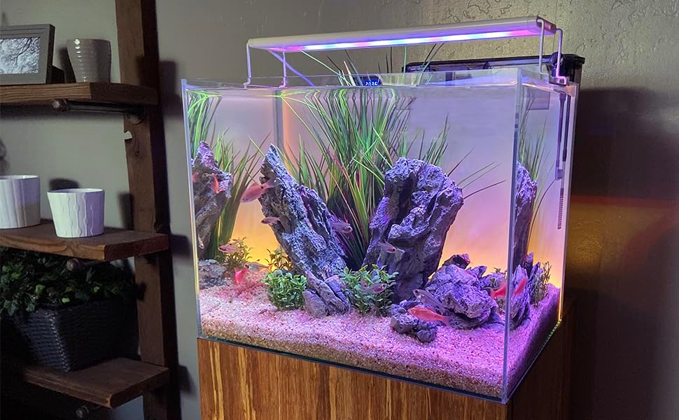 SereneSun 18" RGB+W Freshwater Aquarium Terrarium Reptile LED Light with 24 Hour Color Timer and Remote Control| RGB + 6,500K White | For Fish Tank, Reptile, Terrarium & Plants | Fits 18" to 24"
