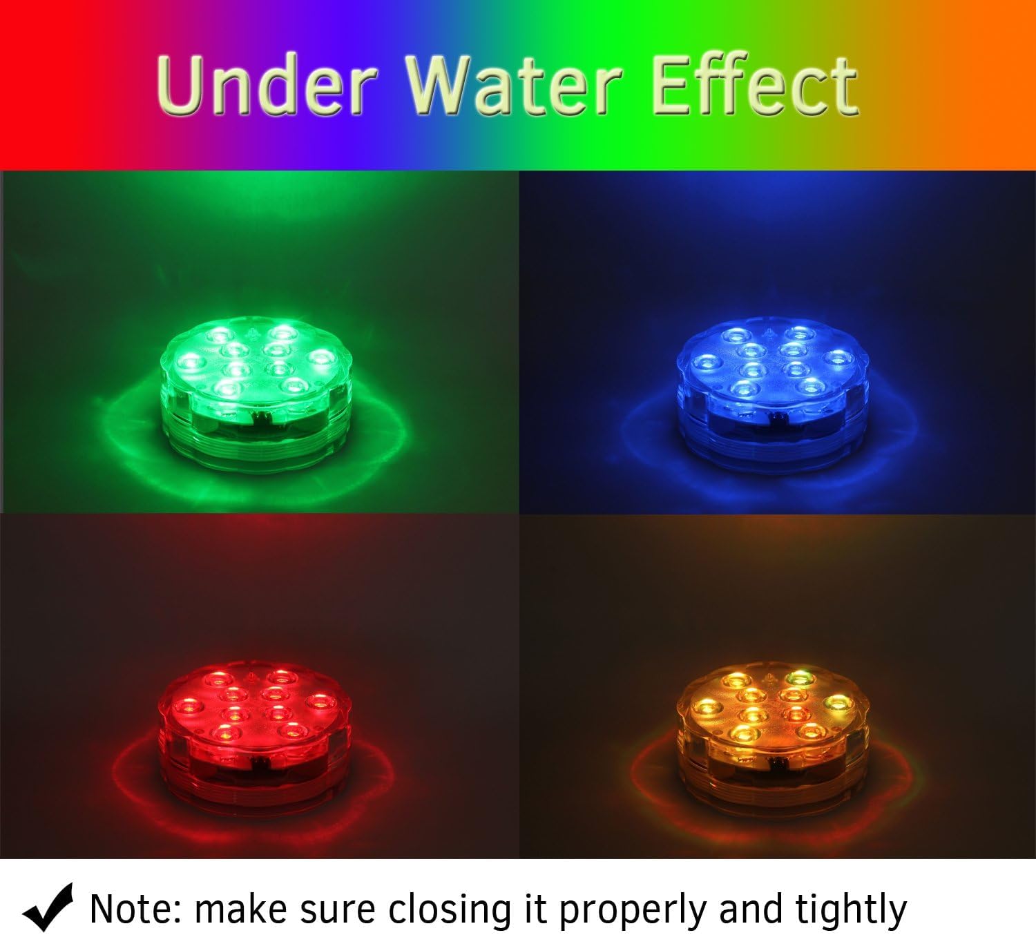 Submersible LED Lights Remote Control, RGB Multi Color Changing Waterproof Light for Pool, Vase Base, Spa, Aquarium, Pond, Hot Tub, Decoration, Party, 2-Pack