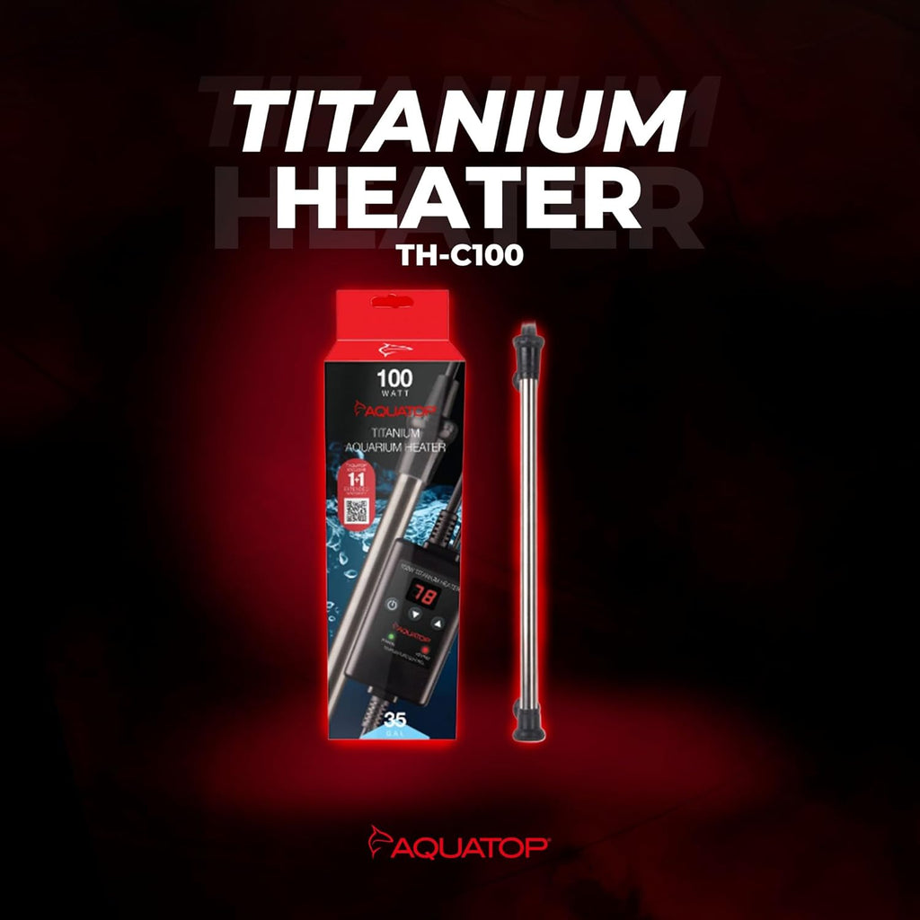 Aquatop Titanium Heater with Controller - Fully Submersible - Adjustable Temperature - for Turtles & Large Fish for Turtles & Large Fish - TH-C100