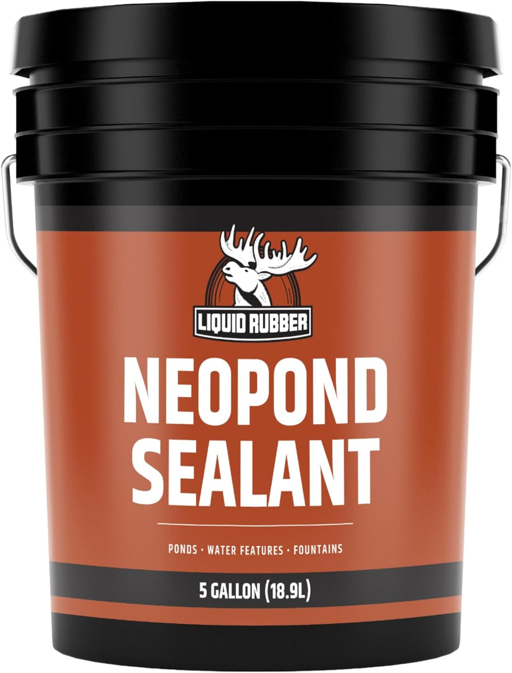 Liquid Rubber NeoPond Waterproof Pond Sealant - Fish and Plant Safe Waterproofing Membrane Sealer for Ponds and Water Features, Black, 5 Gallon