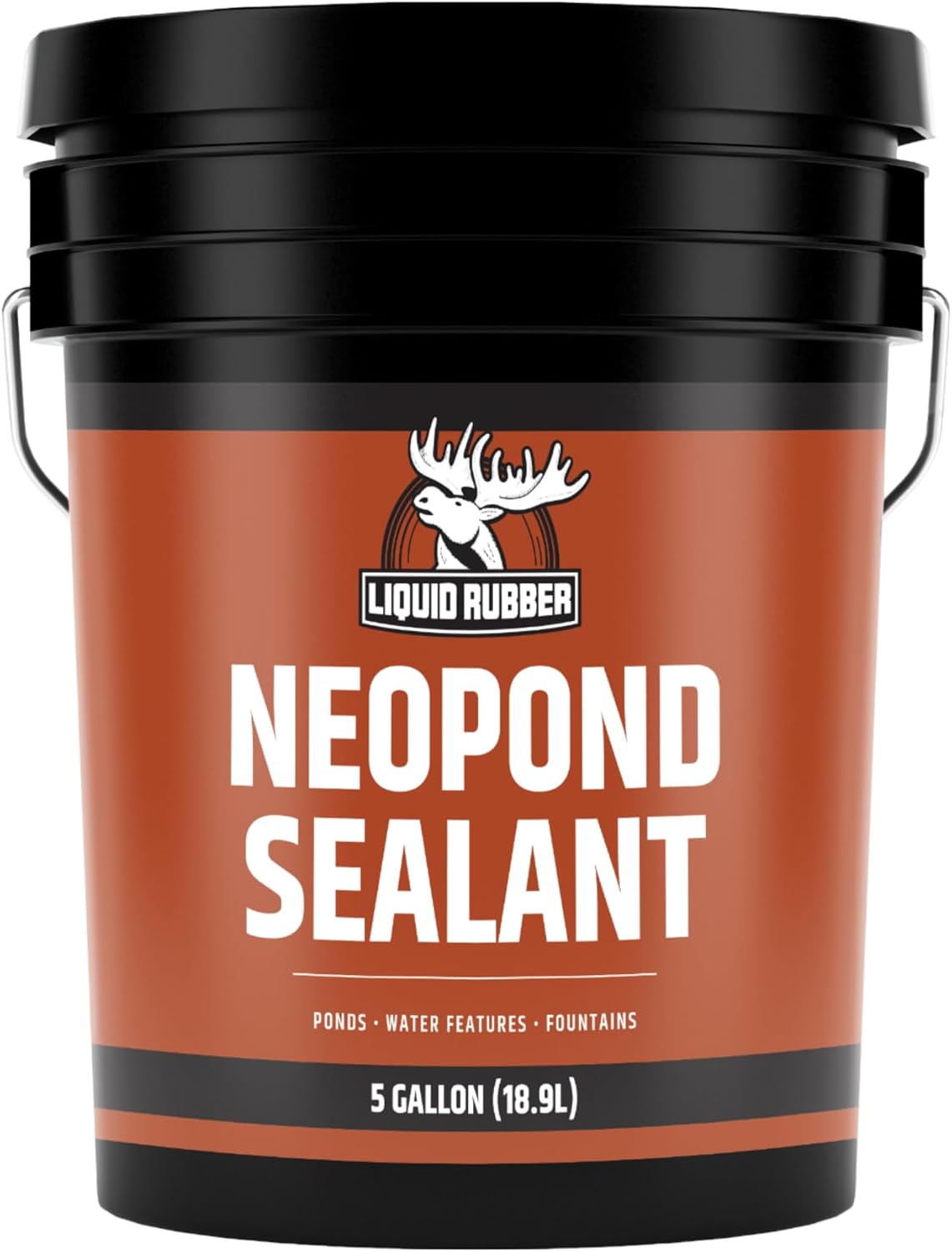 Liquid Rubber NeoPond Waterproof Pond Sealant - Fish and Plant Safe Waterproofing Membrane Sealer for Ponds and Water Features, Black, 5 Gallon