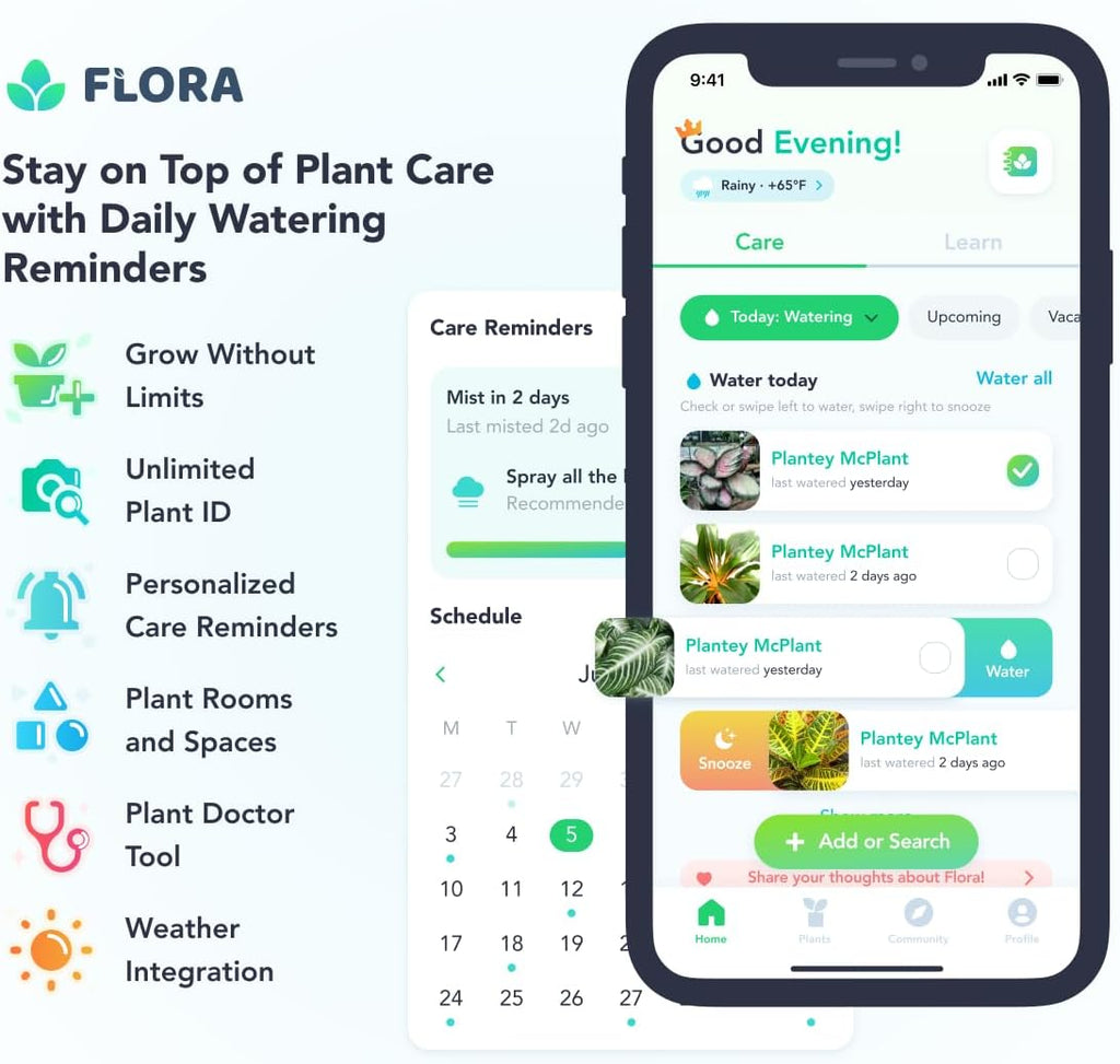 Flora Premium Plant Mister Spray Bottle for Gentle & Fine Mist for Precision Hydration, Dispersed Humidity & Moisture, Comes w App for Smart Plant Care, Plant ID and Diagnosis Tool (1 pack)