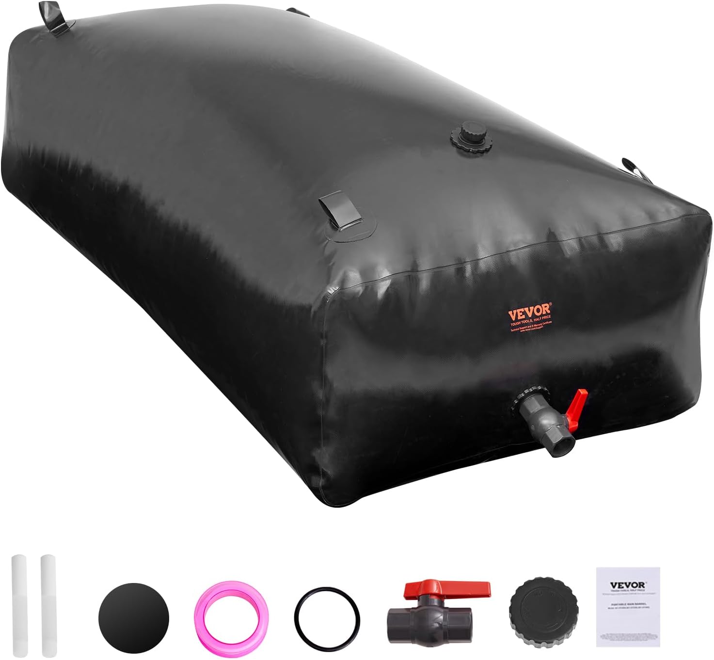 VEVOR 1000L/264 Gallon Water Storage Bladder, RV Water Tank, 1000D PVC Collapsible Water Storage Containers, Large Capacity Soft Water Bag, Portable Water Bladder,Camping,Emergency Water Supply