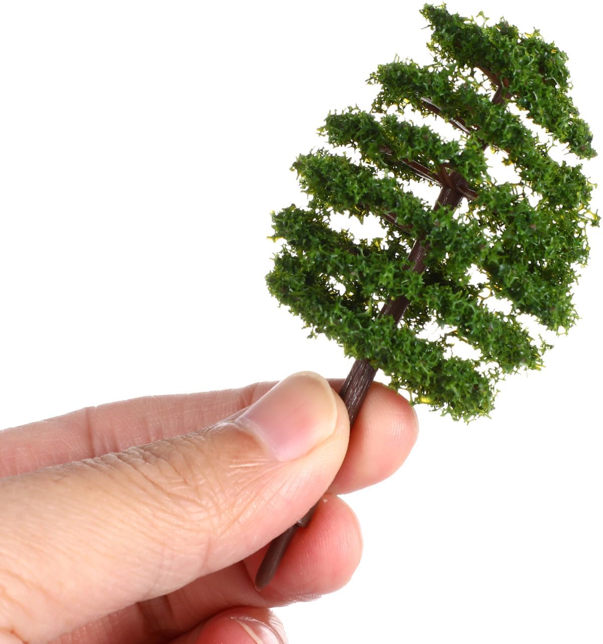 jojofuny Miniature Trees for Crafts - 20Pcs Mini Trees for Crafts, Train Scenery Railroad Architecture, Plastic Green Modle Plants for Diorama, 3.1" x 1.5"