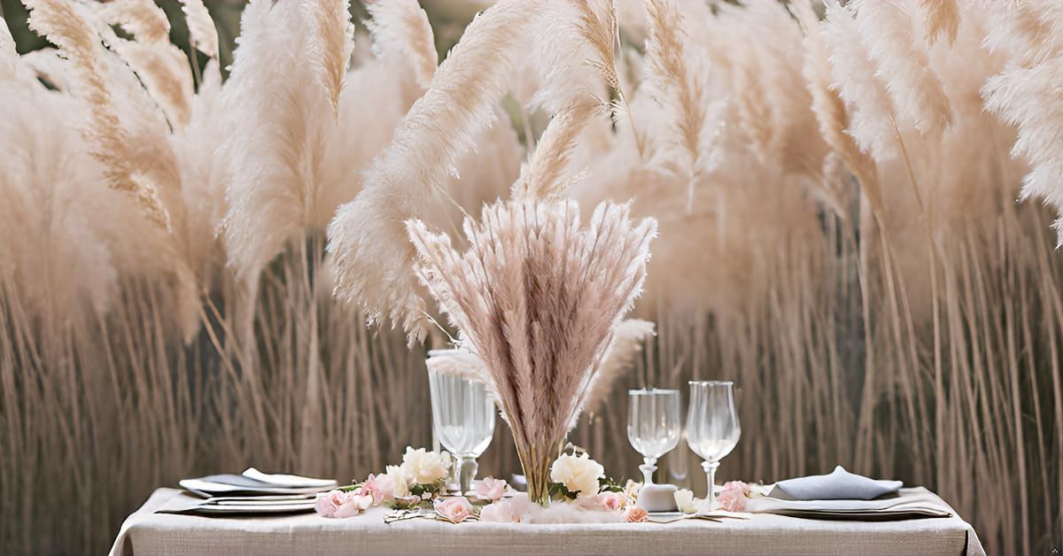 UiiziC Faux Pampas Grass 8 PCS 30"/76cm Dried Fluffy Artificial Flowers Ascendant Grass for Vase Fillers Wedding Party Bouquets Home Hotel Centerpieces Decor (Beige)