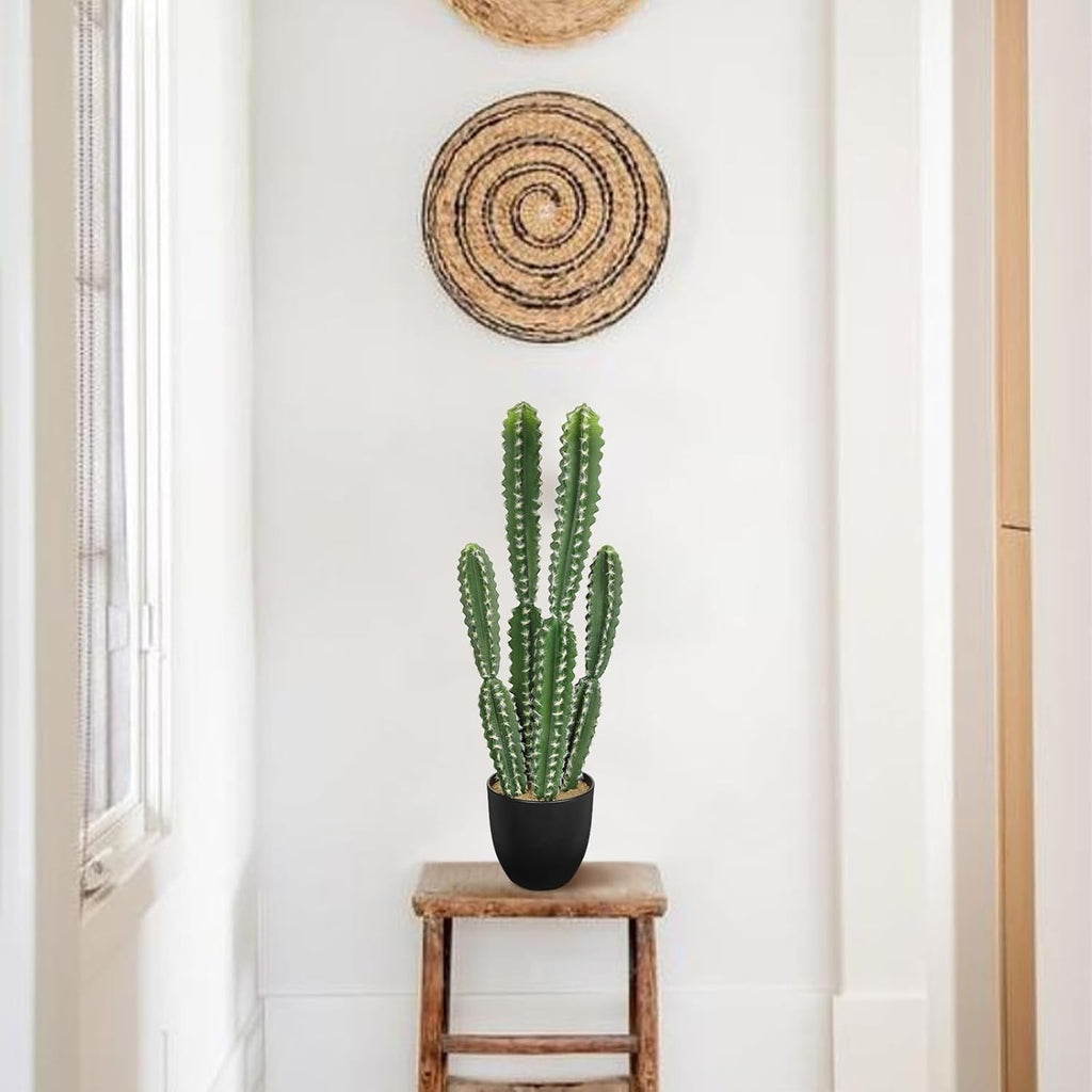 DILATATA Tall Fake Cactus Plant 27.5 inch Large Artificial Cactus Tree 'Candelabra Cactus' Faux Cactus Desert Plants Big Fake Cacti for Home Garden Office Decor