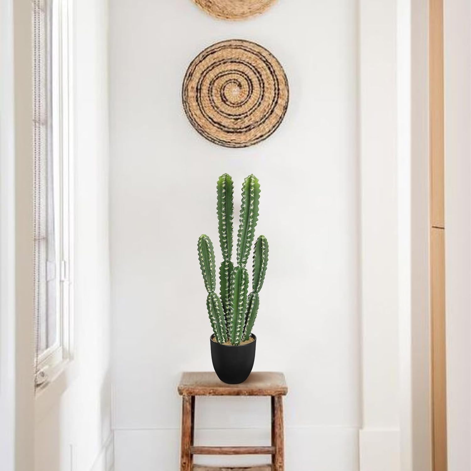 DILATATA Tall Fake Cactus Plant 27.5 inch Large Artificial Cactus Tree 'Candelabra Cactus' Faux Cactus Desert Plants Big Fake Cacti for Home Garden Office Decor