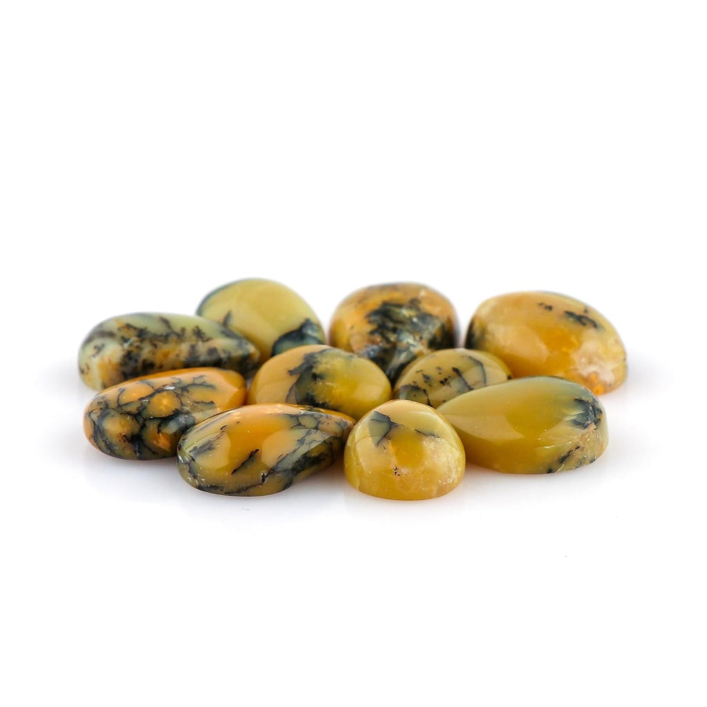 CRYSTALIS Wholesale 5pcs Natural Dendrite-Opal Loose Gemstone Bulk Cabochons Jewelry Making Supply, Chakra Healing Polished Stones, Wire Wrapping, DIY, Gem Collection, Mix-Shape