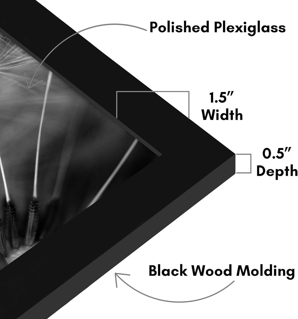 Americanflat 13x16 Picture Frame with Polished Plexiglass - Black Picture Frame - Wide Photo Frames Made of Engineered Wood for Vertical or Horizontal Wall Display - Epic Collection - Black