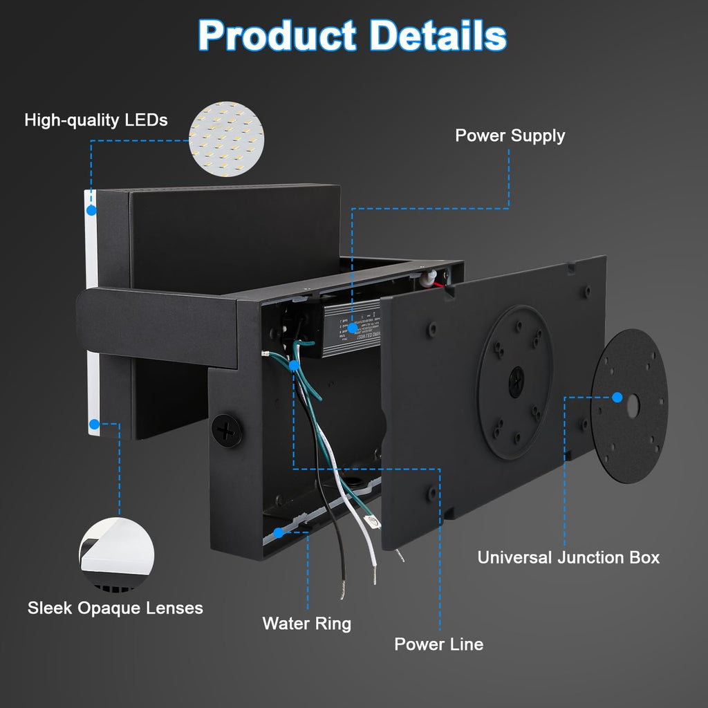 ledmo 150W LED Flood Light with 360° Rotatable Head, 5000K 18000LM Modern Outdoor Wall Lights, LED Security Commercial Exterior Wall Pack Light Fixture, Switch Control for Backard, Garage, Shop, Barn