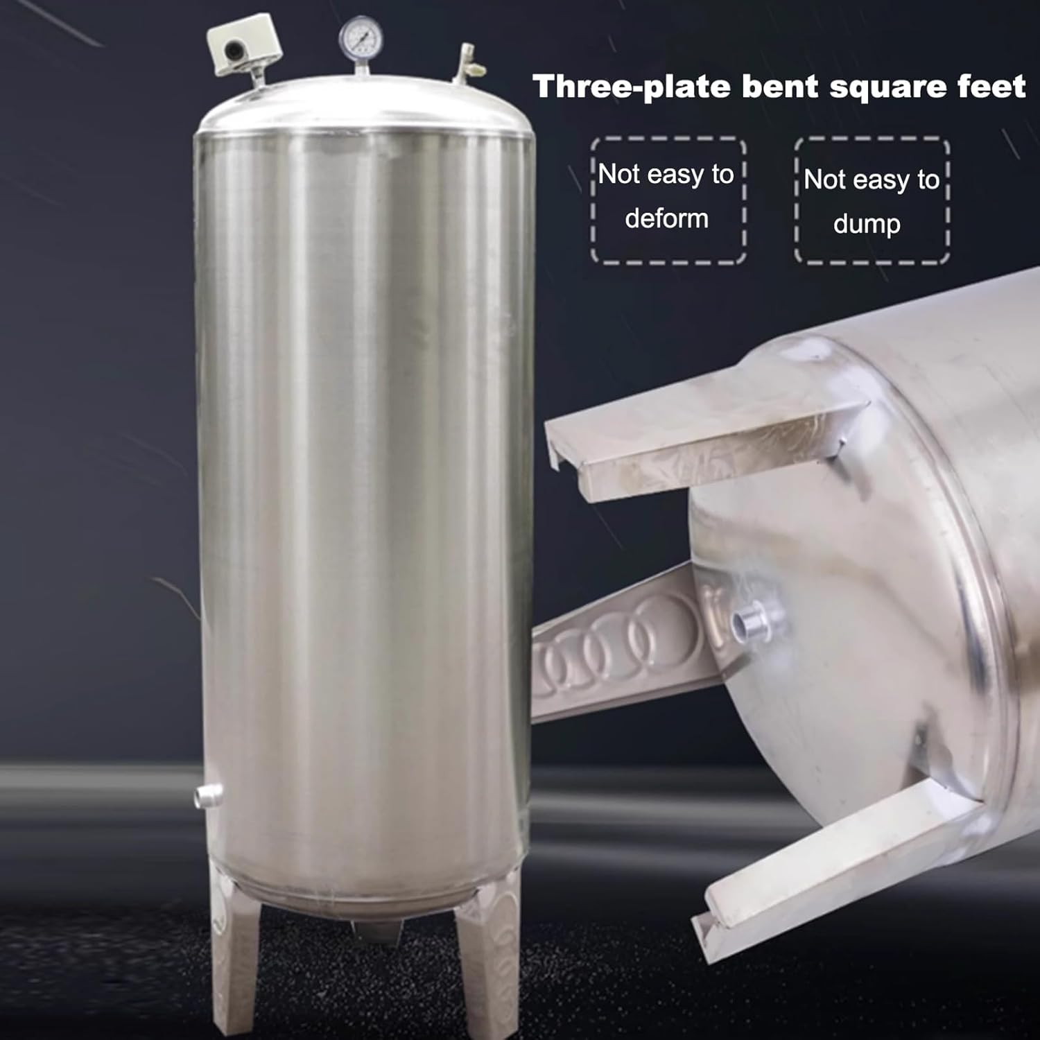 Water Supply System, Fully Automatic Well Water Storage Tank, Stainless Steel Pressure Tank with mounting Fittings for Well/Industrial Cleaning/Garden Watering(60L/15.8gal)