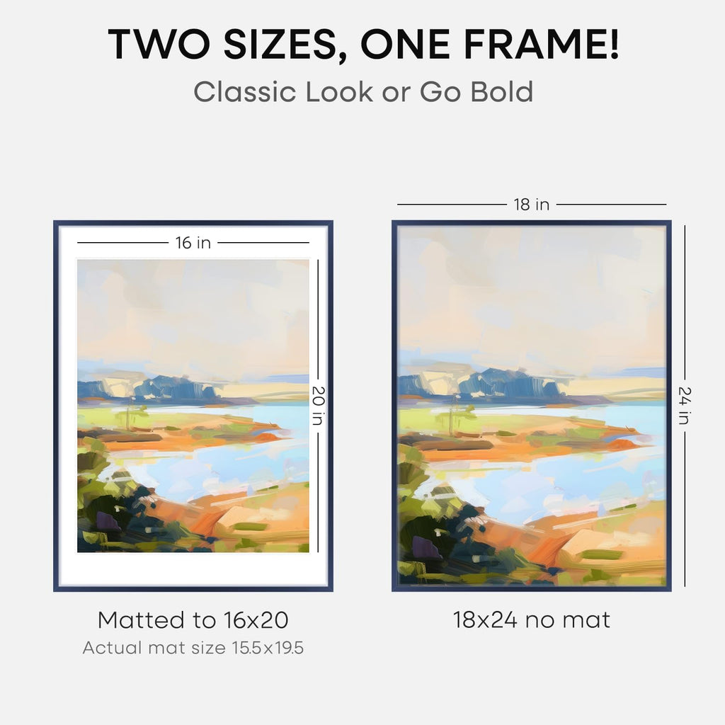 Homeforia 18x24 Frame Navy Blue, High End Metal 18x24 Poster Frames with Mat 16x20 inch Photo, 18 x 24 Navy Blue Picture Frame Matted to 16 by 20 Print, 24x18 Frame, Tempered Glass, Wall Kit, Set of 1