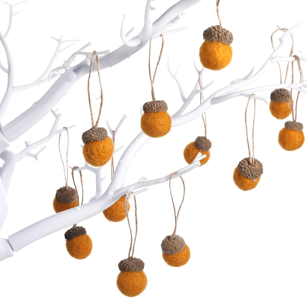 Boao 18 Pcs Felt Acorn Ornaments Fall Christmas Wool Pom Acorn Ball Decor Hanging Pine Cone Garland with 32.8 ft Rope for Thanksgiving Tree Woodland Farmhouse Mantel Wall Decor