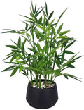 365 Blooming Decor 18-inch Tall Potted Faux Bamboo Plant (Black Pot) - Luxury Artificial Bamboo in Black Textures Pot for Home, Office, Kitchen, Counter Top, Indoor Decor, Money Tree, Lucky Tree