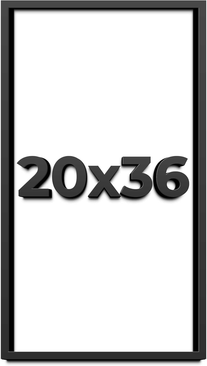 20x36 Shadow Box Frame Black | 1 Inch Deep Solid Wood Shadowbox Display Frame | UV Resistant Acrylic Plexiglass, Acid Free Backing, and Hanging Hardware | Dugan Picture Frame Style