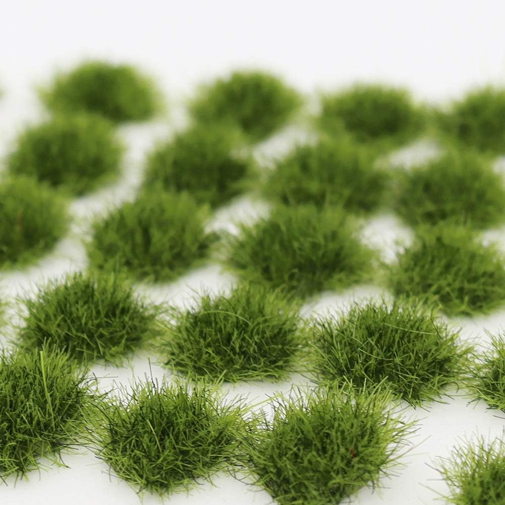Warmtree 100 Pcs Static Grass Tuft Model Grass Tufts Railway Artificial Grass Miniature War Gaming Terrain DIY Model Railroad Scenery War Gaming Scenery (Green)