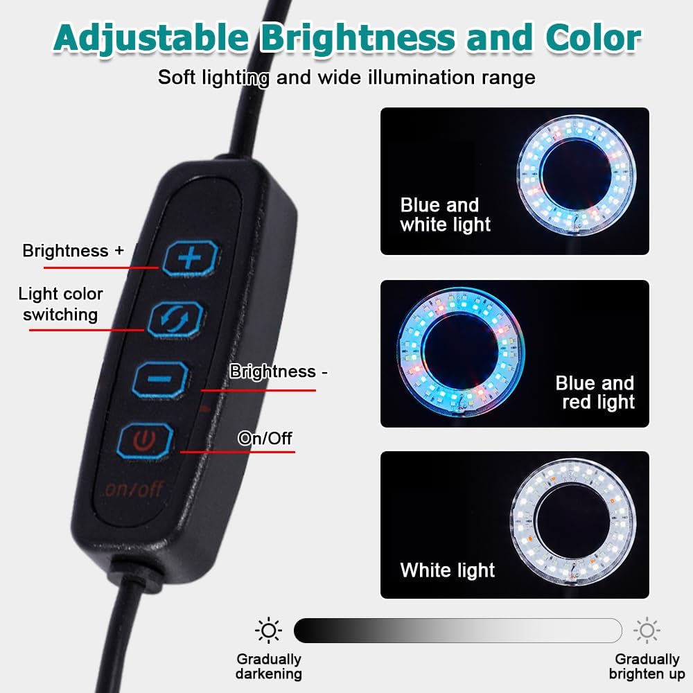 8W LED Clip Aquarium Light, Small Clip On Fish Tank Planted Light Adjustable 360° Dimmer Lighting for Small Fish Tank, Freshwater Tank, Planted Tank