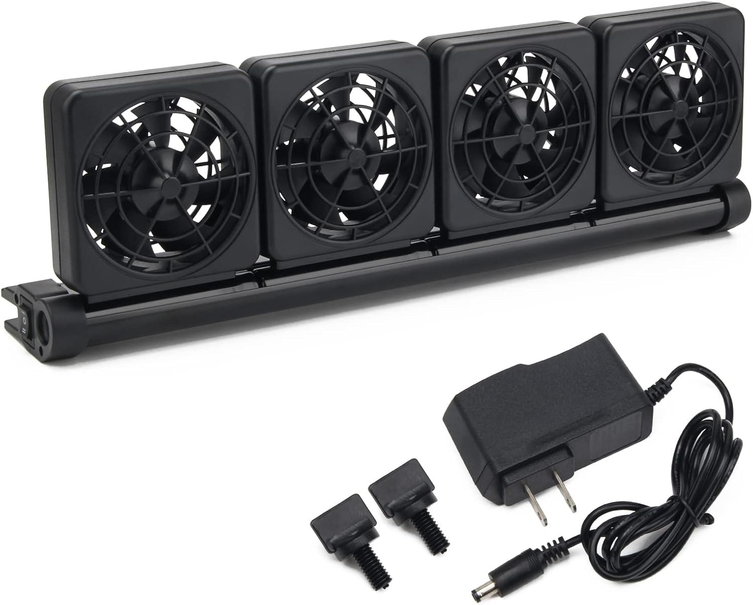 Aquarium Fan 2 3 4 Heads, Aquarium Chillers Cooling Fan Adjustable Fish Tank Cooling Fan with 2 Wind Speed Fan for Water Tank, Aquarium Tank Chiller (4 Head)