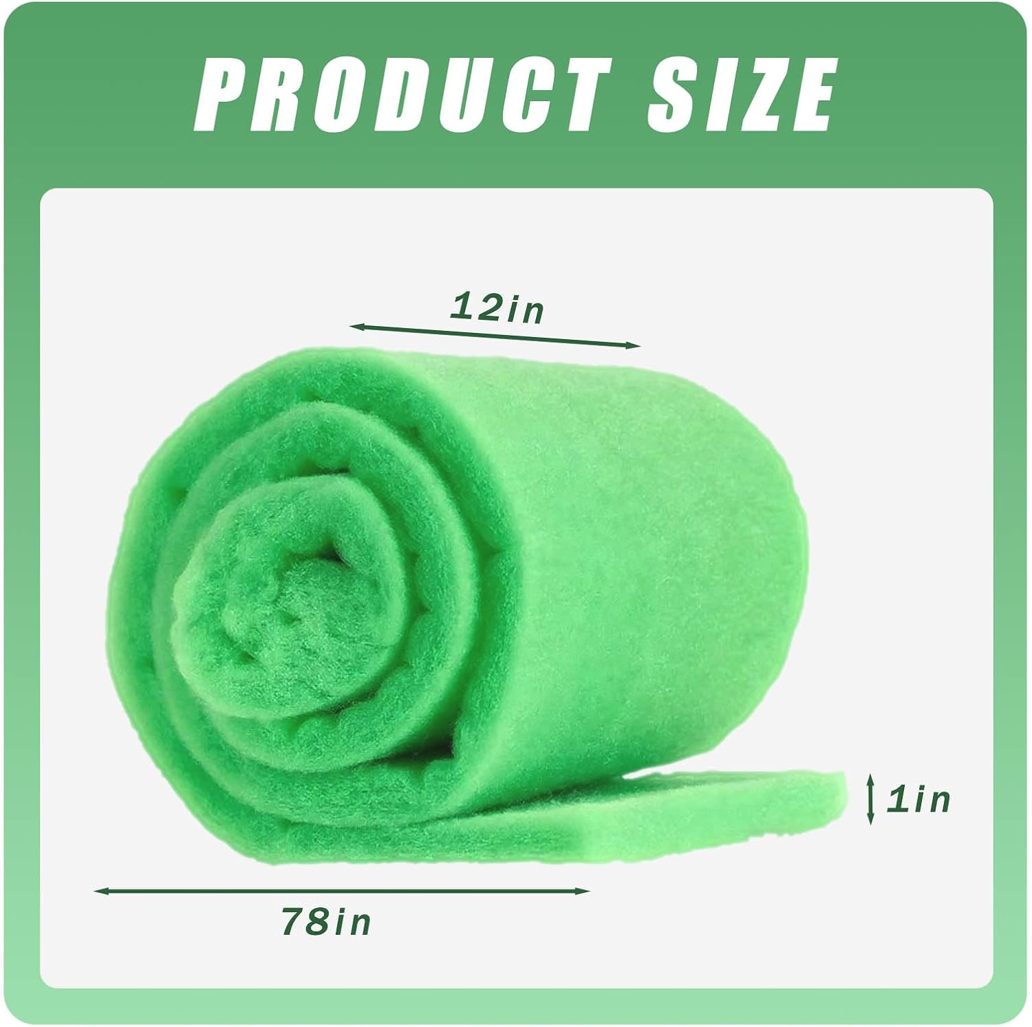 2PC Aquarium Filter Floss - 12" x 78" (6ft per roll) - Total 12ft - 1" Thick Premium Polyester Filter Pad for Fish Tank - Mechanical Filtration, Crystal Clear Water, Fits Most Filters(12ft)