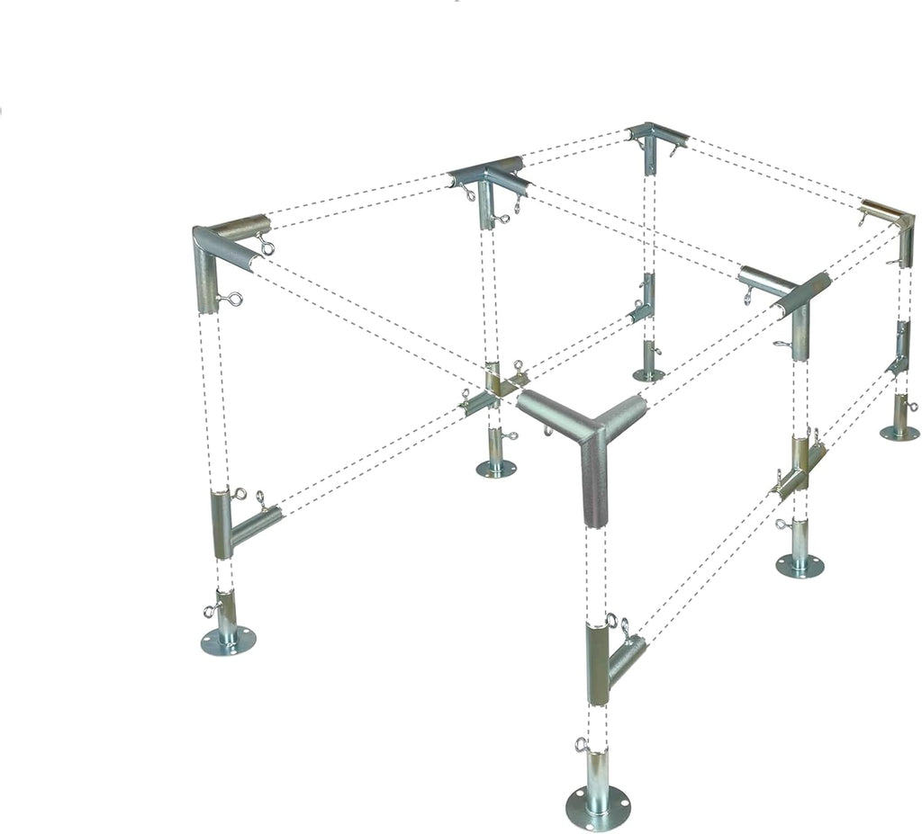 6-Leg Single Sided Slope Canopy Lean-to Awning Sloping Carport Fittings Set for EMT Pipes (Choose Pipe Size) (Connects 3/4" Pipes)