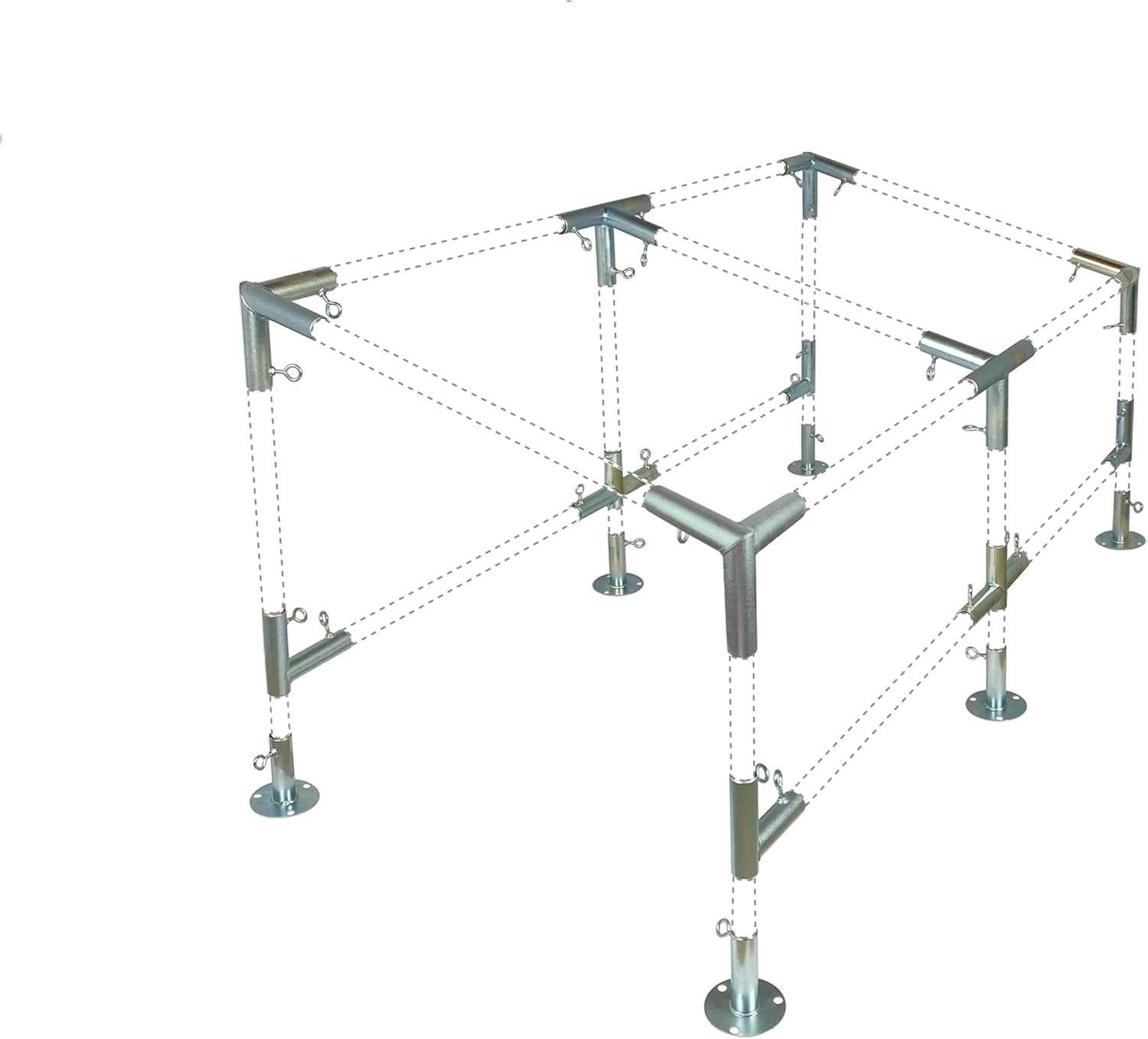 6-Leg Single Sided Slope Canopy Lean-to Awning Sloping Carport Fittings Set for EMT Pipes (Choose Pipe Size) (Connects 1" Pipes)