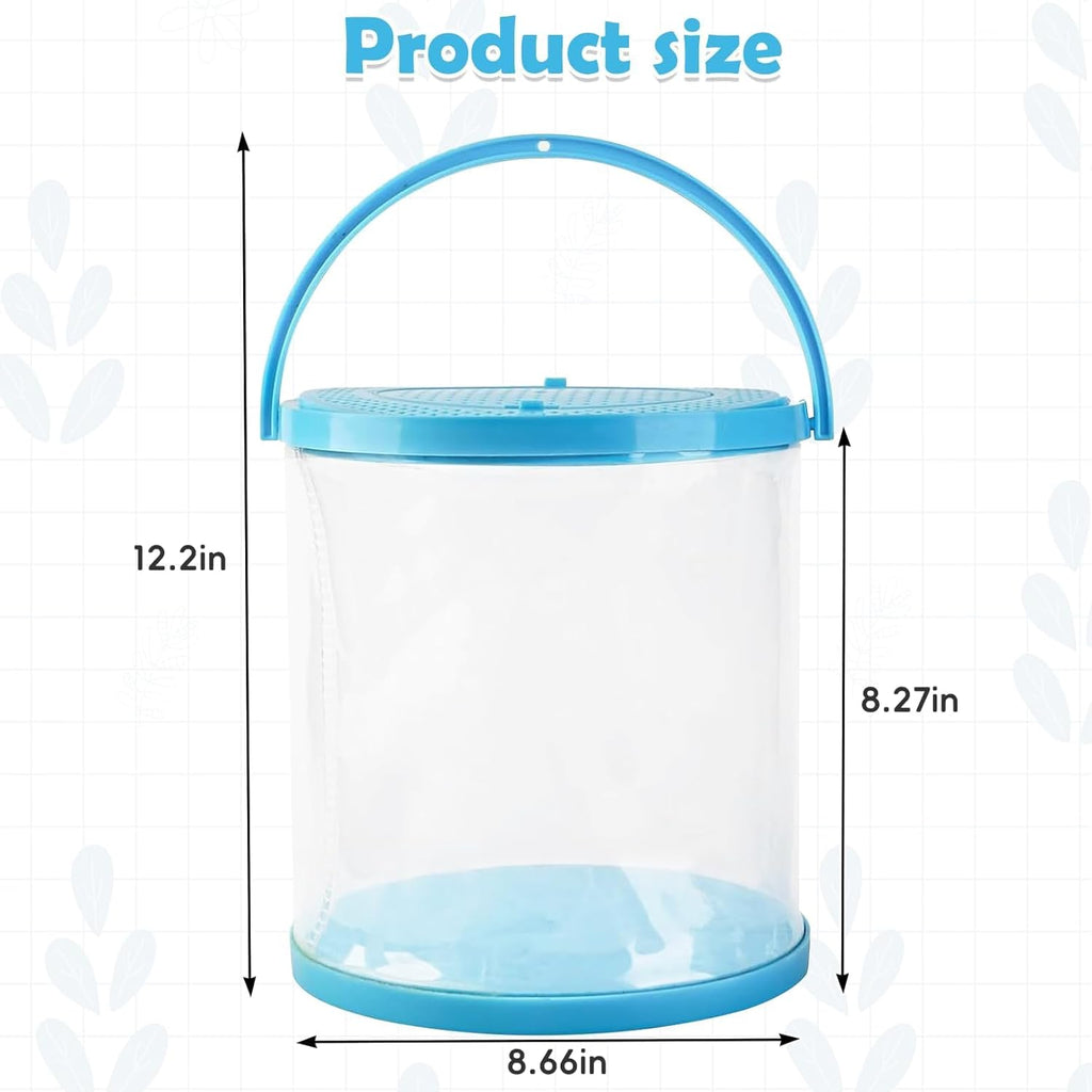 PINVNBY Catch and Release Aquarium Foldable Small Aquarium Plasitc Fish Tank Fish Transport Container Portable Clear Fish Bowl for Ocean Adventure Pool and Lake Beach