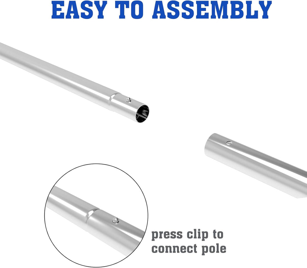 POOLWHALE 10.5 Foot Premium Aluminum Telescopic Swimming Pool Pole, Special Stripes Texture Strong Grip, Adjustable 8 Pieces 1.0 mm Expandable Step-Up, for Skimmer Nets, Vacuum Heads and Brushes