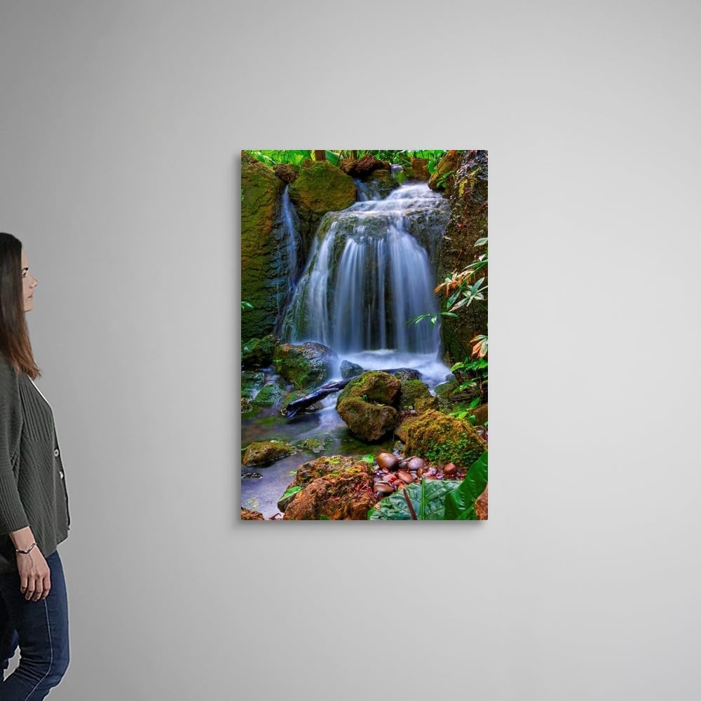 CANVAS ON DEMAND Waterfall in Tropical Rainforest of Fairchild Tropical Gardens, Canvas Wall Art Print, Home Decor, Floral, Flowers, Nature Artwork, 32" x48in