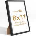 8x11 Aluminum Metal Picture Frame,Tempered Glass Black Photo Frame 8x11 for Family Photo,Posters,Art,Document to Wall Mount Horizontally or Vertically