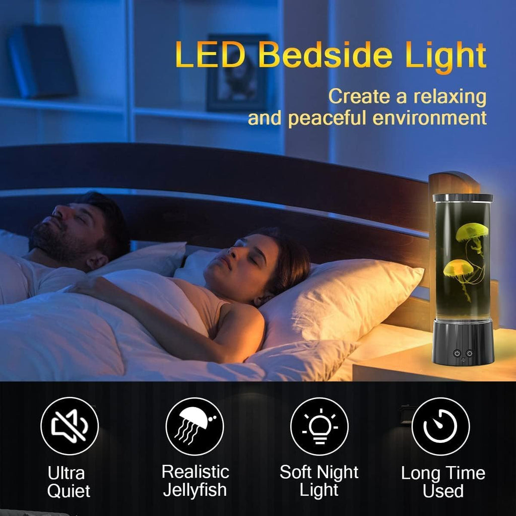 FBSPORT Jellyfish Lamp, Jellyfish Night Aquarium Tank Night Light 17 Color Changing with Remote Control for Kids Adults Home Office Decor Table Lamp Gifts for Christmas(Black, 12 inch)