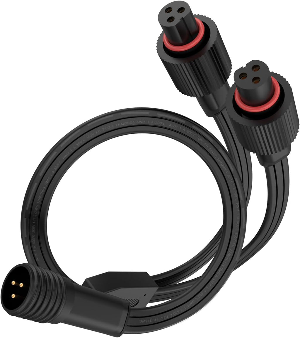 Y-Splitter Extension Cable for Govee Permanent Outdoor Lights Compatible with Govee H705A H705B H705C H706A H706B H706C,3 Pin Power Cord for Outdoor Deck Lights, (1 Male to 2 Female)