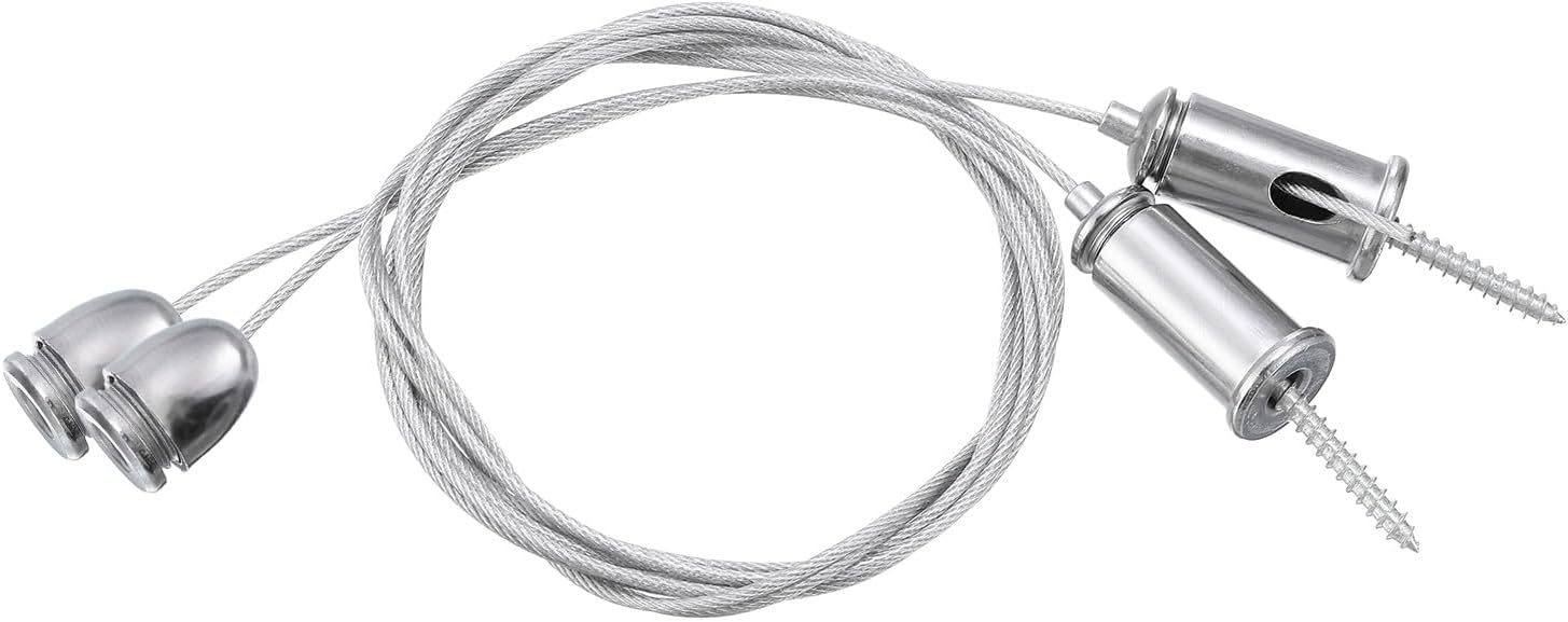 PATIKIL Ceiling Hanging Wire Cable Kit, 4 Set Lights Panel Steel Hanging Chains Adjustable Rope Clamp for Ceiling LED Pendant Light Aquarium Lights